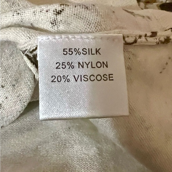 Madison Asymmetrical Brown and Beige Long Sleeve Blouse Made of a Silk Blend - Picture 6 of 6